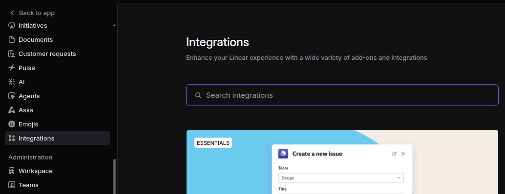 Planning Poker app listing in Linear marketplace with installation button and app details